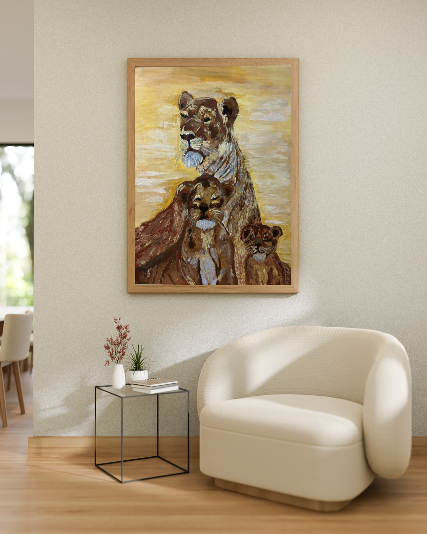 Lioness & Cubs Painting