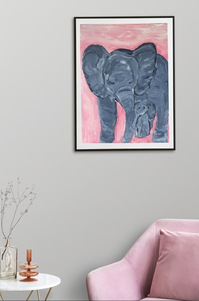 Elephant & Calf Painting