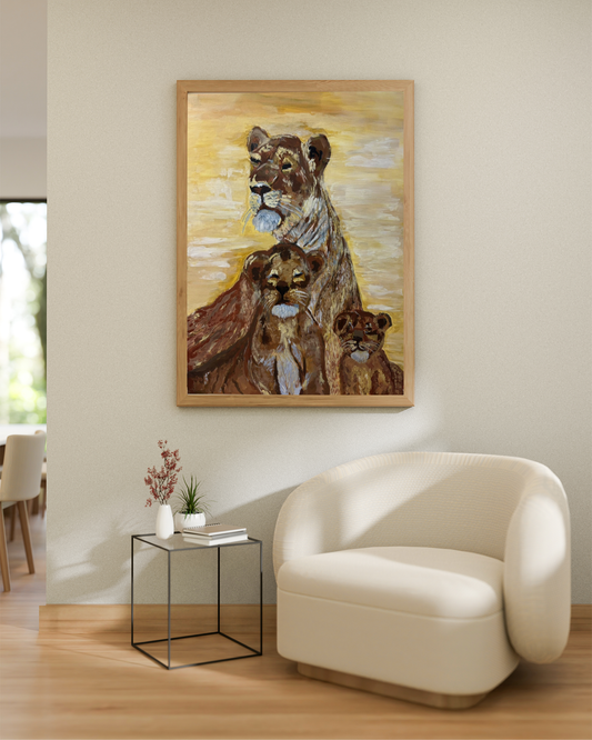 Lioness & Cubs Painting